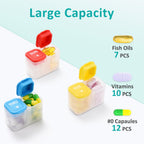 Fullicon Moisture-Proof Pill Organizer 2 Times a Day, Weekly Pill Boxes & Organiser with Silicone Lids, Large Capacity AM PM Pil