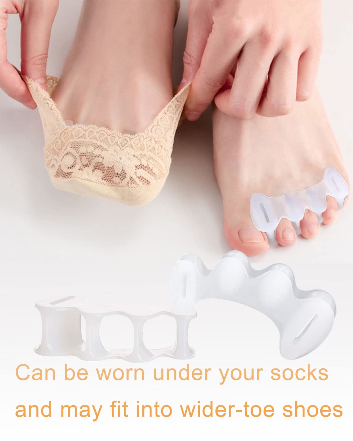 Golbylicc 2Pairs Toe Separators Toe Spacers for Women Men to Correct Bunion, Relieve Feet Pain, Foot Alignment, Toe Straightener