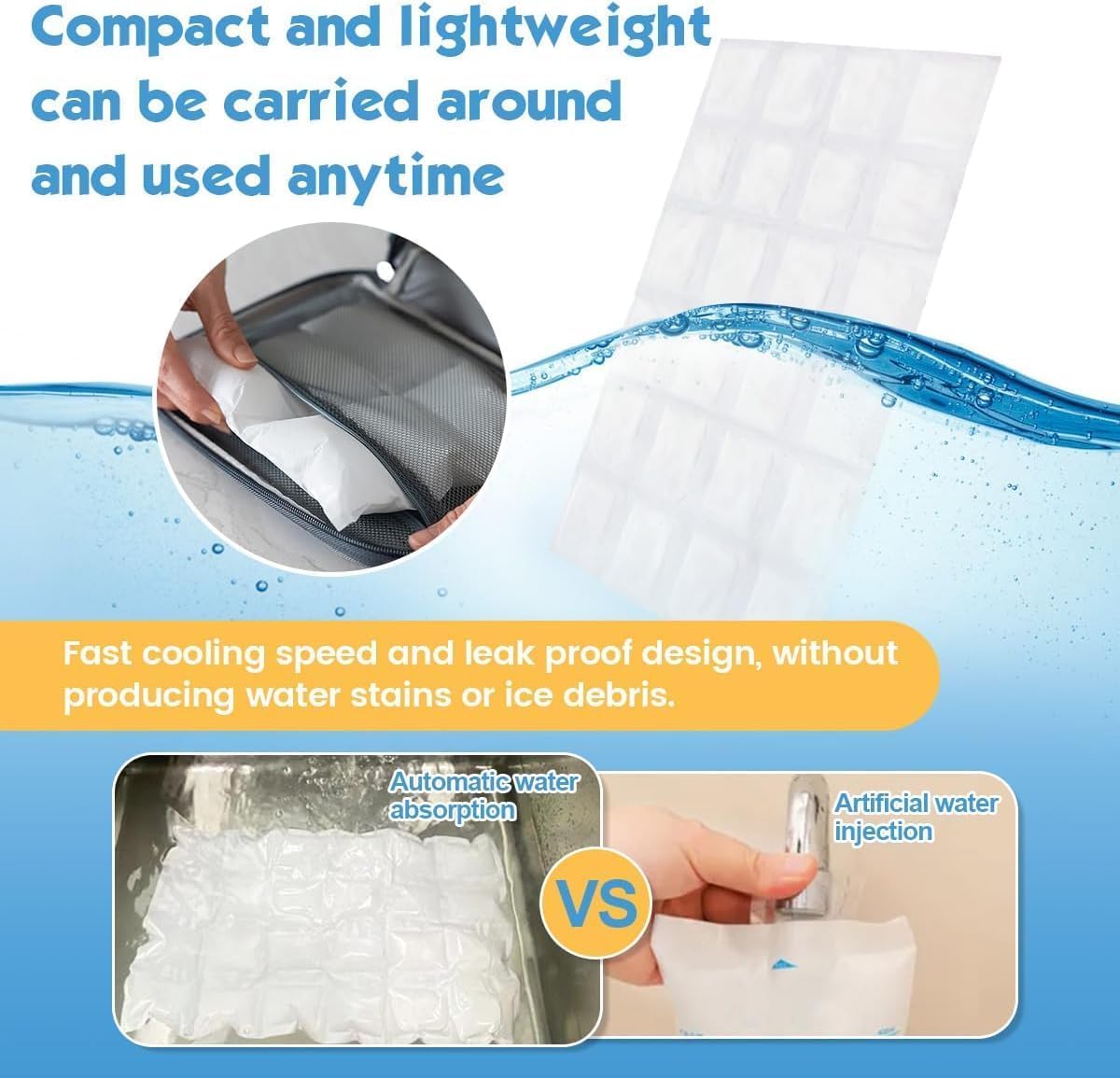 WAQIWARON Ice Sheets for Coolers Reusable - Ice Pack Sheets - 4 Large Flat Freezer Packs for Coolers - 96 Cube Ice Packs for Fle