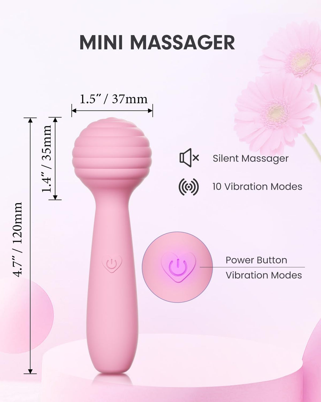 Portable Electric Travel Massager, Pinkmini Powerful Handheld Mini Muscle Massage Tool (Light Pink)