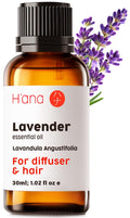 Hana Lavender Essential Oil (1 Fl Oz) Lavender Oil for Diffuser, Skin, Body, Aromatherapy, and Massage - with a Sweet, Calming 
