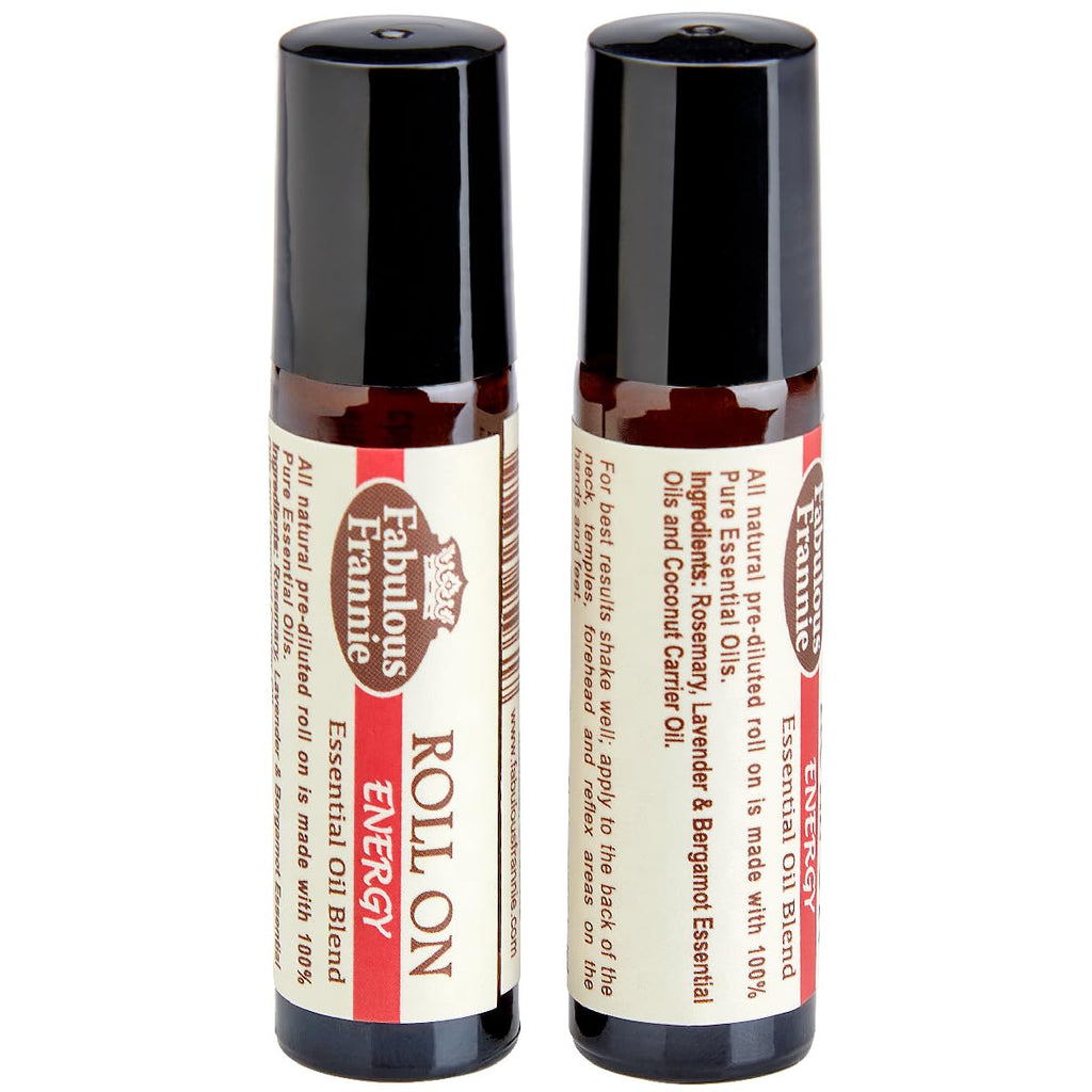 Fabulous Frannie Energy Essential Oil Blend Roll-On Bergamot & Rosemary Pure Essential Oils and Coconut Carrier Oil 10ml