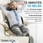 ZENMOTION Full Back Massager with Heat-Shiatsu Massage Chair Pad - 12-Point Shiatsu Back Massager for Chair with Height Adjustab