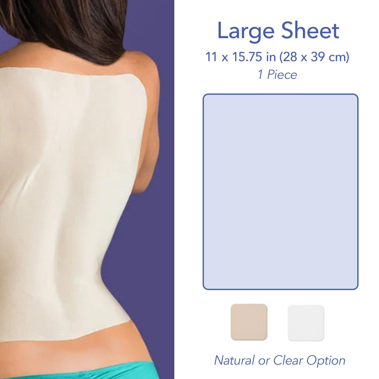 Epi-Derm Large Sheets, Premium Grade Silicone Scar Sheets for C-Section, Tummy Tuck, Hysterectomy & Cardiac Surgery Scars, Easy