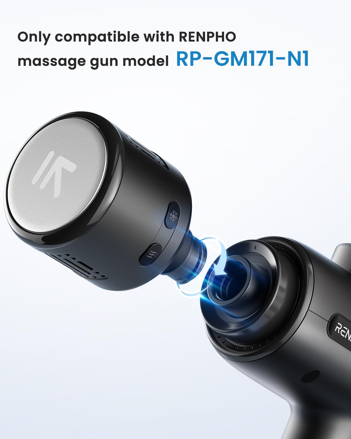 RENPHO Massage Gun Head with Heat and Cool for Model RP-GM171-N1, R-WMG08, Percussion Muscle Massager Attachment, Portable Recha