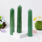 Apengshi 1PCS Natural Crystal Green Aventurine Tower 5.9-6.3 (15-16cm) 6 Faceted Single Point Prism Healing Crystal Wand for Med