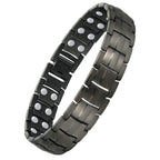 Feraco Magnetic Bracelet for Men Titanium Steel Magnetic Bracelet for Men with Double Row Magnets Adjustable (Gray)