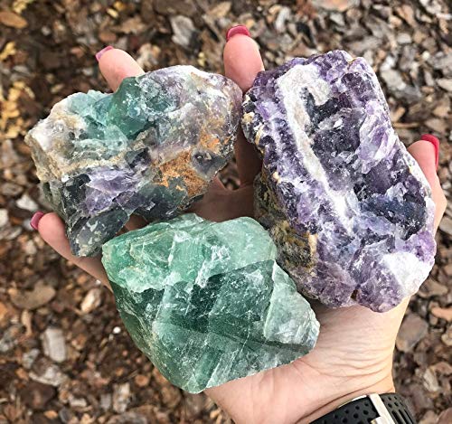 Zenkeeper 1 Lb Large Rough Fluorite Stone Raw Fluorite Crystal Stone Natural Rainbow Fluorite Purple Fluorite Green Fluorite Cry