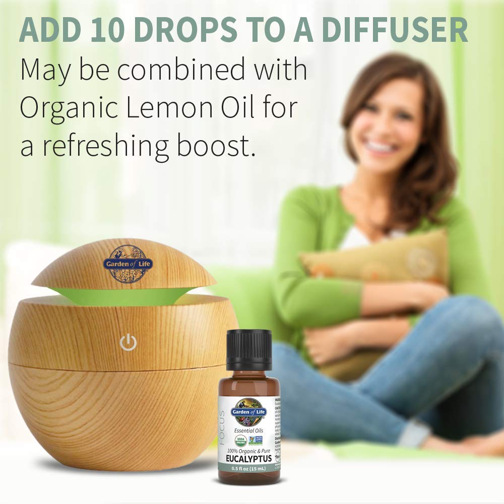 Garden of Life Essential Oil, Eucalyptus USDA Organic & Pure, Undiluted & Non-GMO for Diffuser, Aromatherapy, Meditation, Clarit