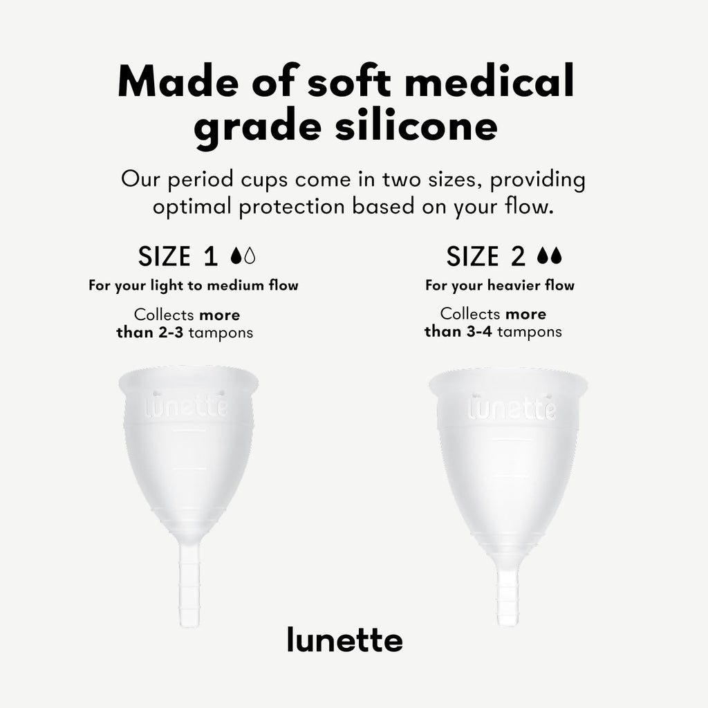 Lunette Menstrual Cup - Best Reusable Period Cup - Wear for 12 Hours and Reuse up to 10 Years, Clear Size 2 for Moderate to Heav