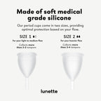 Lunette Menstrual Cup - Best Reusable Period Cup - Wear for 12 Hours and Reuse up to 10 Years, Clear Size 2 for Moderate to Heav