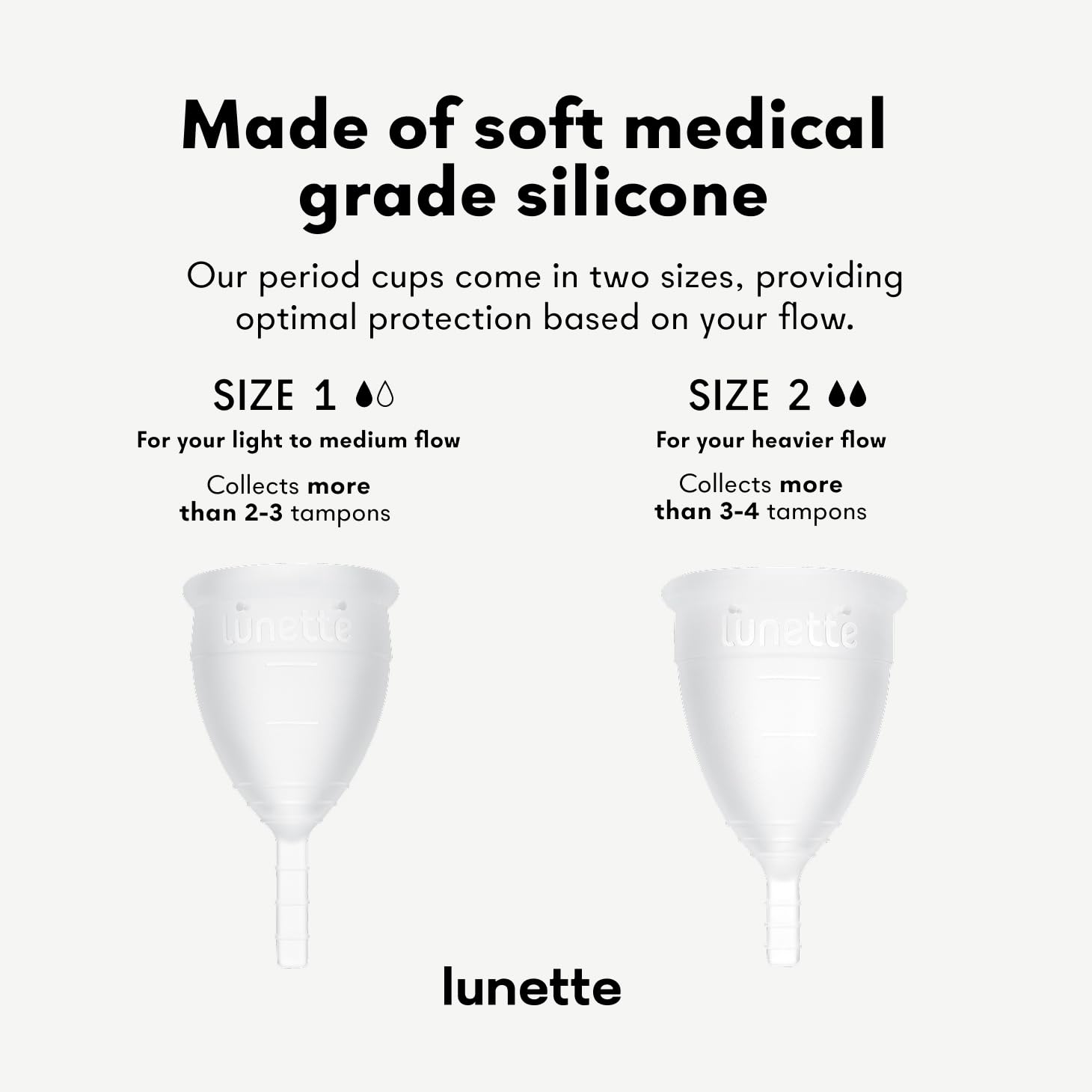 Lunette Menstrual Cup - Best Reusable Period Cup - Wear for 12 Hours and Reuse up to 10 Years, Clear Size 2 for Moderate to Heav