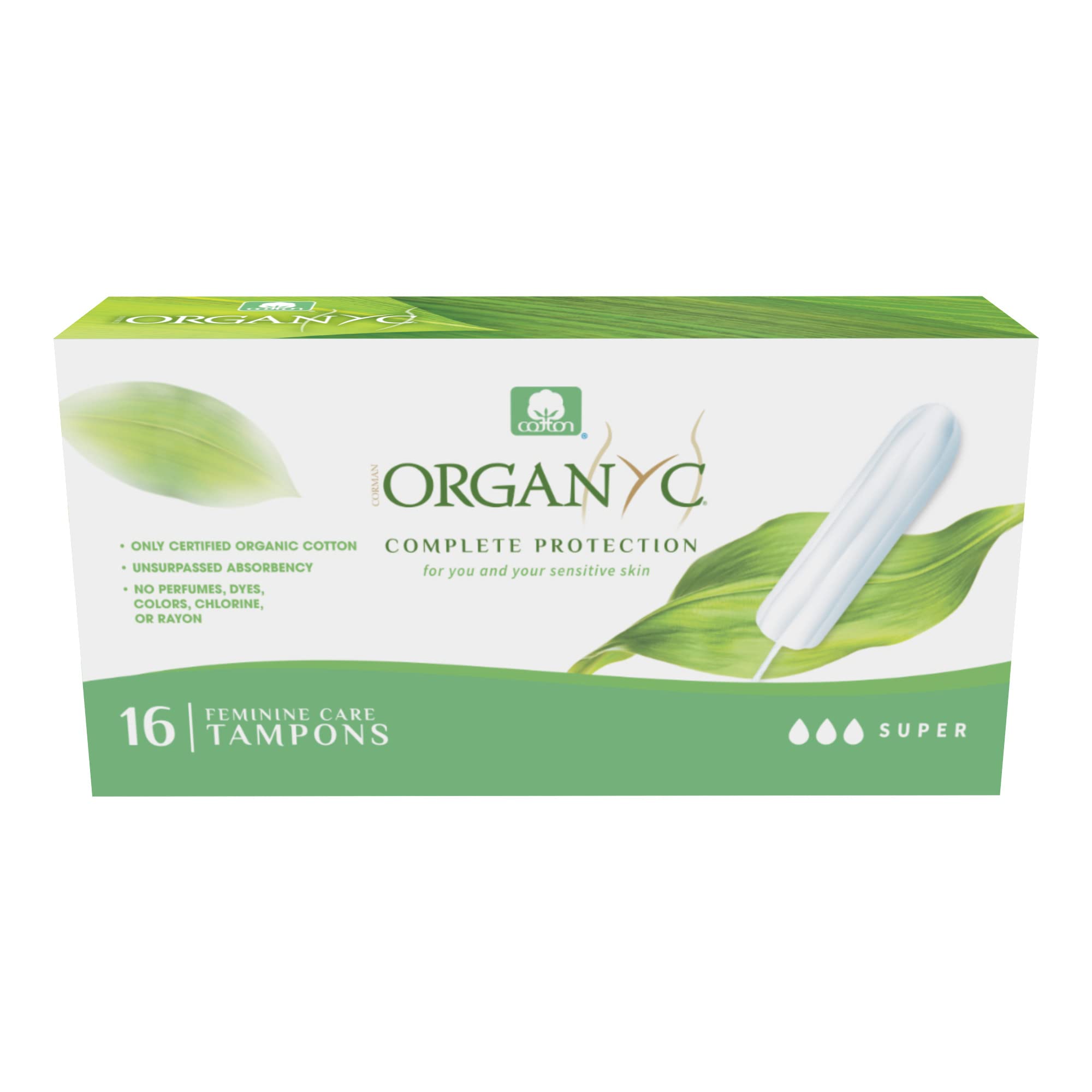 Organyc - 100% Certified Organic Cotton Tampons - No Applicator, Free from Chlorine, Perfumes, Rayon, and Chemicals, 192 Count, 
