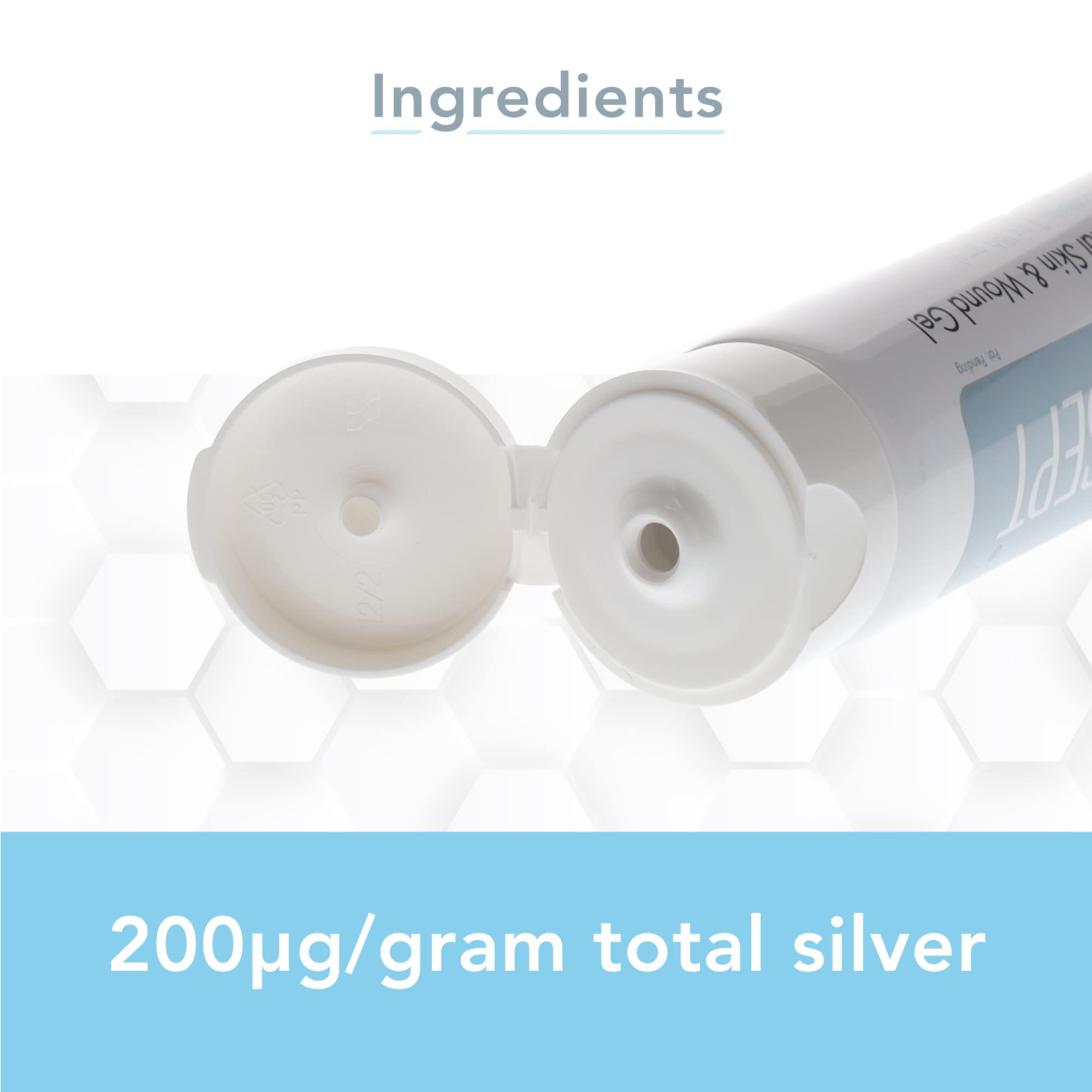 Silver-Sept Silver Skin and Wound Gel, 3 oz. Tube for Foot and Leg Ulcer Treatment, 1st and 2nd Degree Burn Care