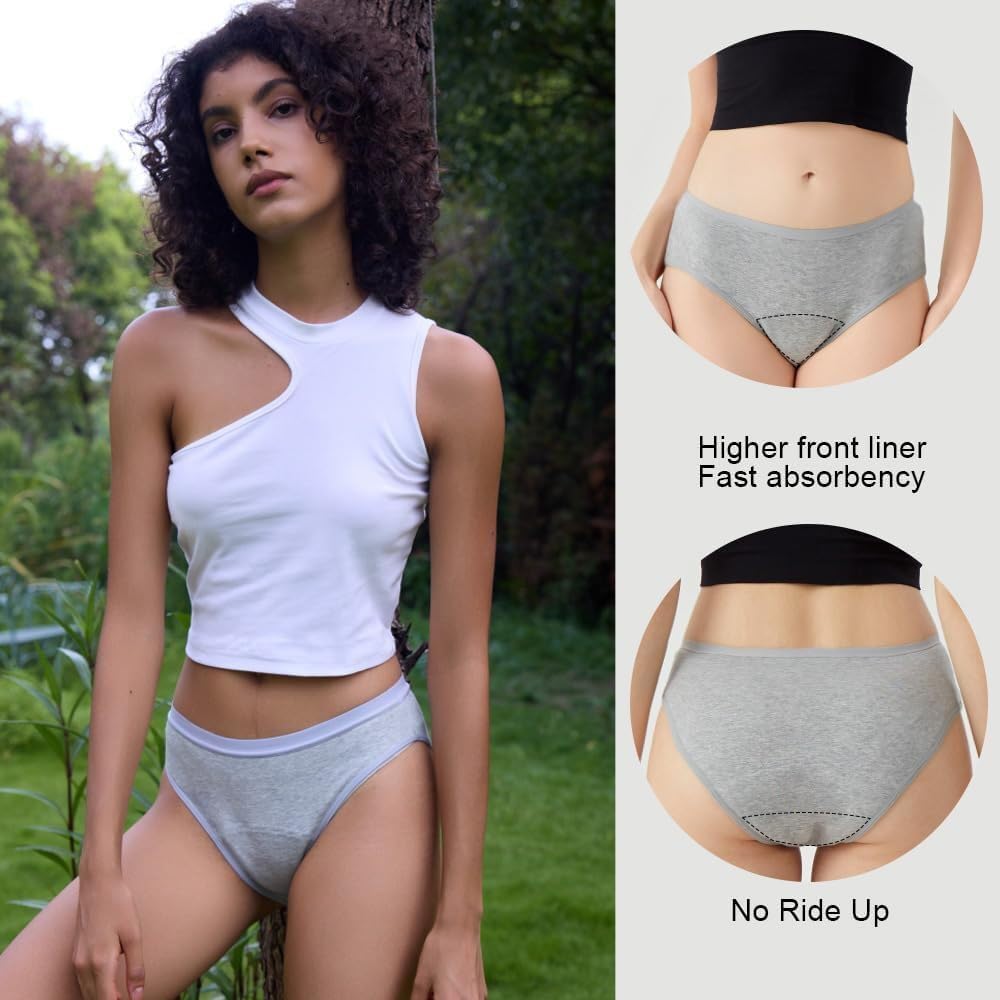 BATTEWA Womens Leak Proof Underwear Light Incontinence Bikini Panties Reusable Odor Control Protective Briefs for Ladies Teens 4