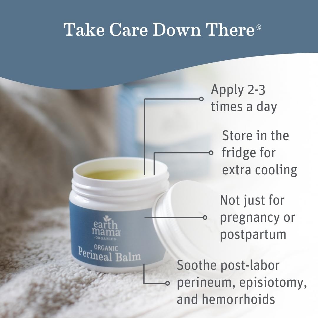 Earth Mama Organic Perineal Balm | Naturally Cooling Herbal Salve for Pregnancy and Postpartum Relief with Witch Hazel & Calendu