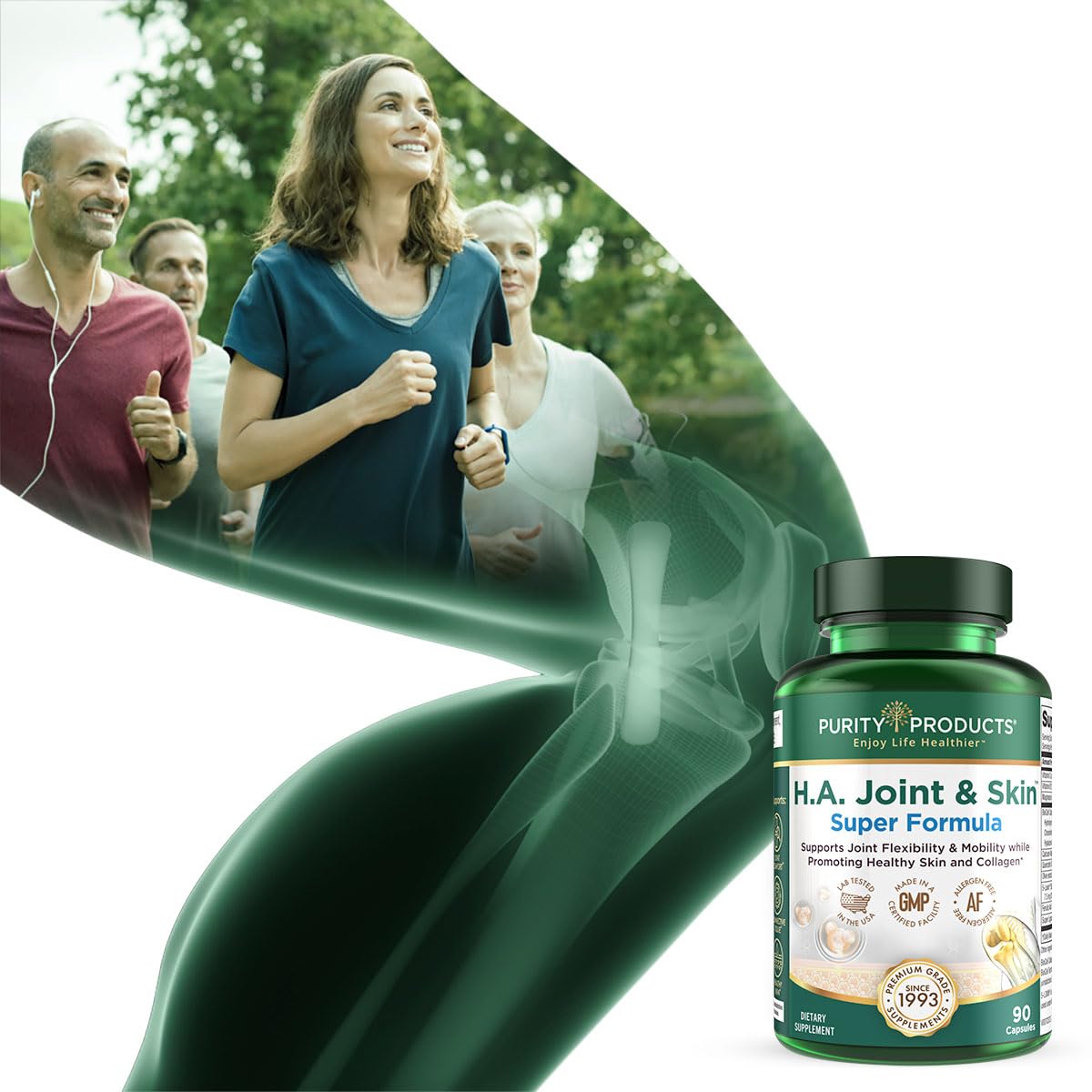 Purity Products H.A. Joint and Skin Super Formula Biocell Collagen w/Hyaluronic Acid Supports Healthy Joint Flexibility, Healthy
