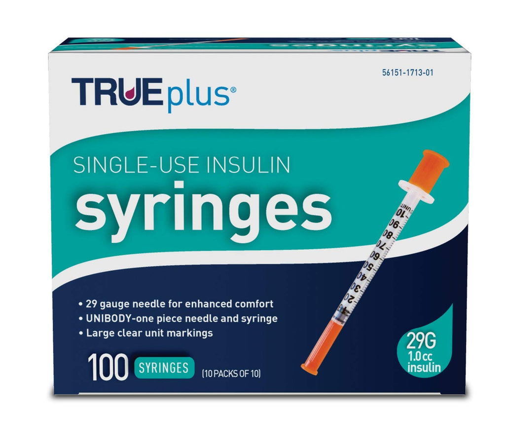 TRUEplus - Insulin Syringes 29g 1.0cc 1/2 (Pack of 100)