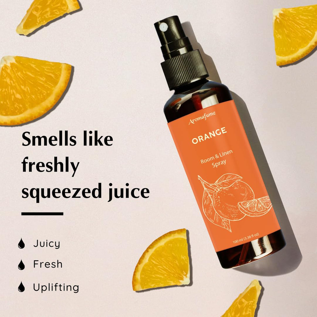 Orange Room, Linen & Pillow Spray by Aromafume | 100ml/3.38 fl oz | with Pure Orange Essential Oil | Aromatherapy Spray | Mist f