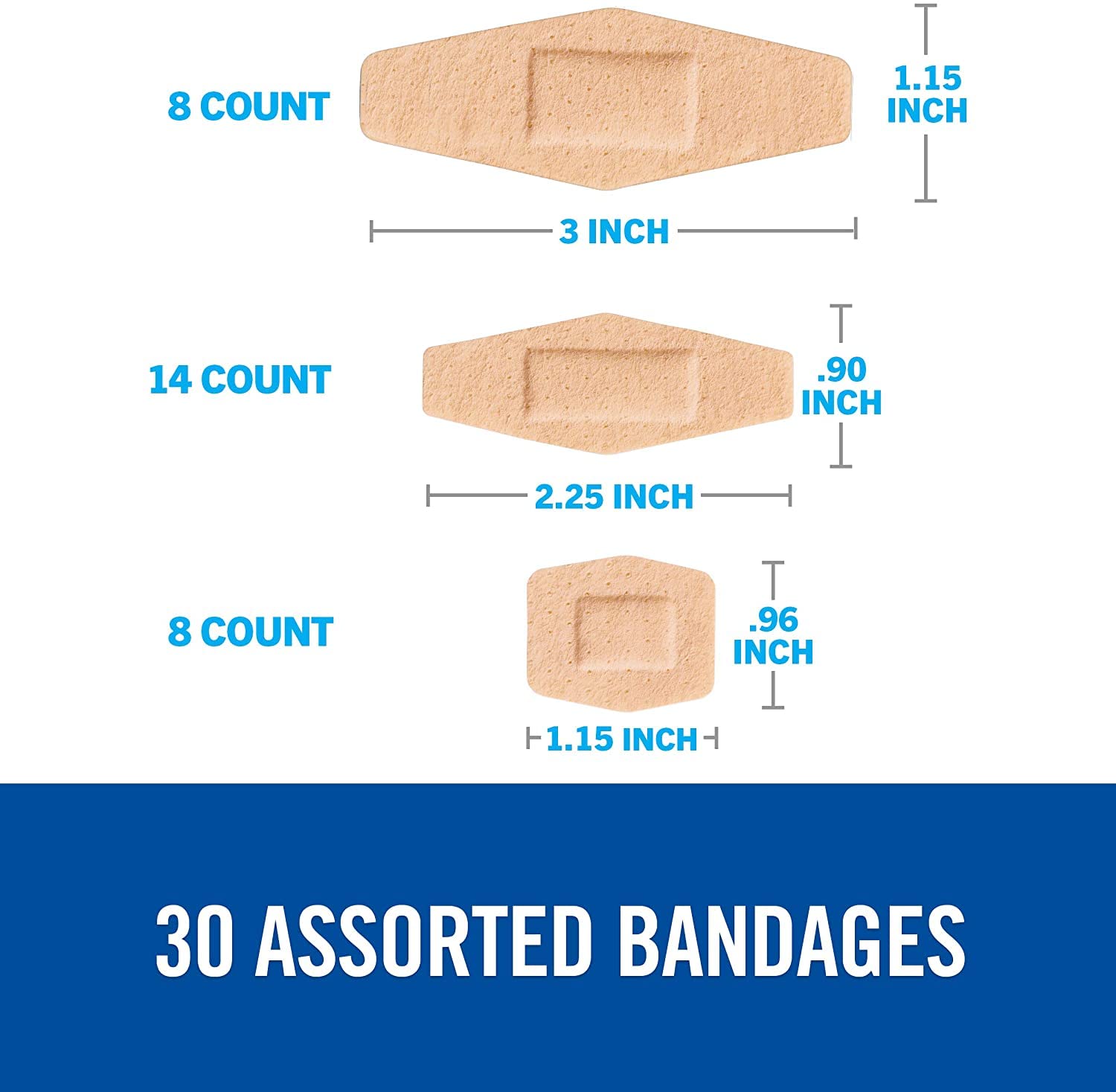 Nexcare Nexcare Comfort Flexible Fabric Bandage Latex Free Assorted Sizes, Assorted Sizes 30 each (Pack of 3)