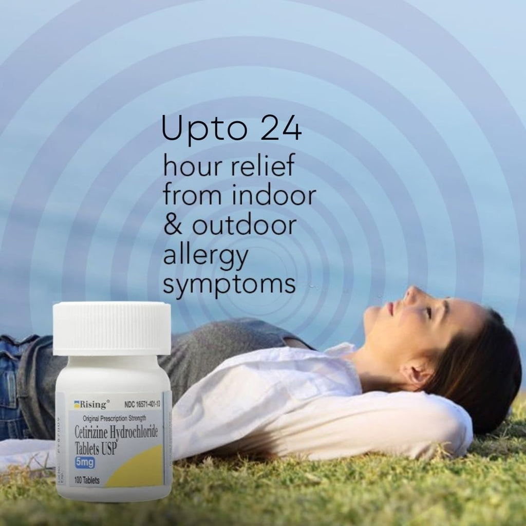 Rising Pharma - Cetirizine HCL 5 mg - Antihistamine Seasonal Allergy Tablets - 100 Tablets