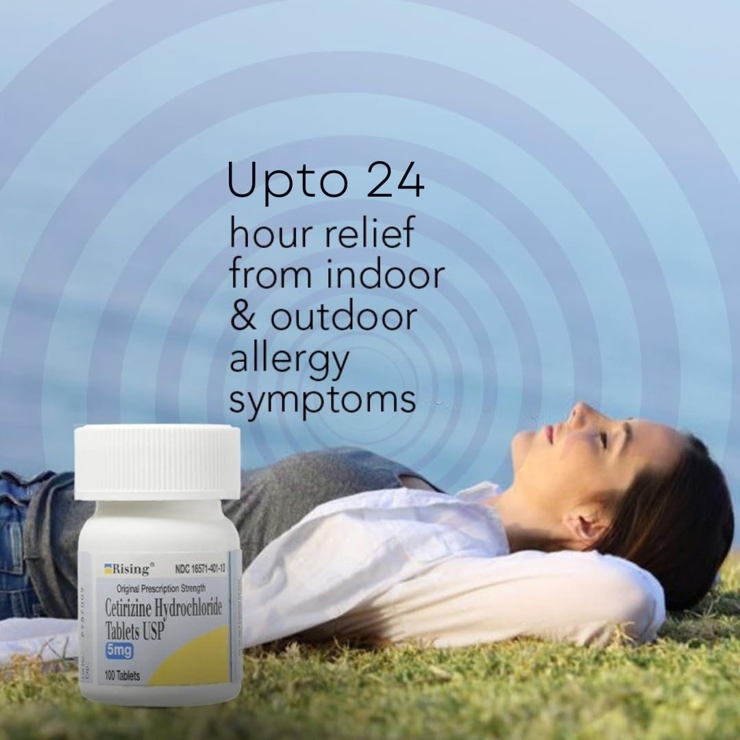 Rising Pharma - Cetirizine HCL 5 mg - Antihistamine Seasonal Allergy Tablets - 100 Tablets