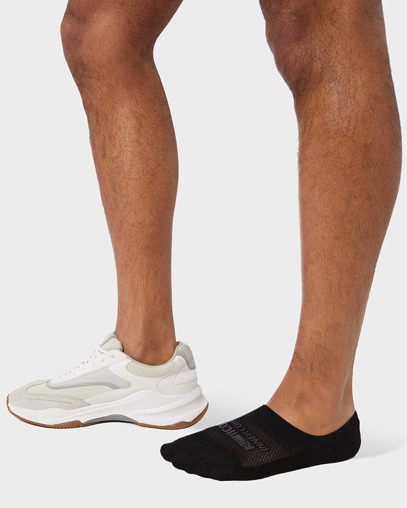 32 DEGREEES Men's 6 Pack Comfort No Show Socks | Anti-Odor | Cushioned Heel | Arch Support | Active | Casual | Work, Black, Medi