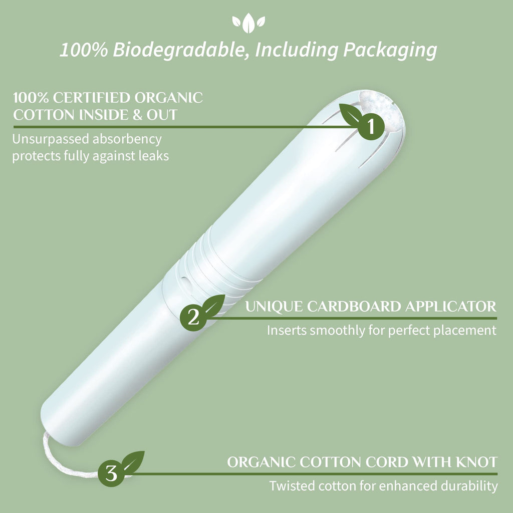 Organyc 100% Certified Organic Cotton Tampons - Cardboard Applicator, Free from Chlorine, Perfumes, Rayon, and Chemicals - Super