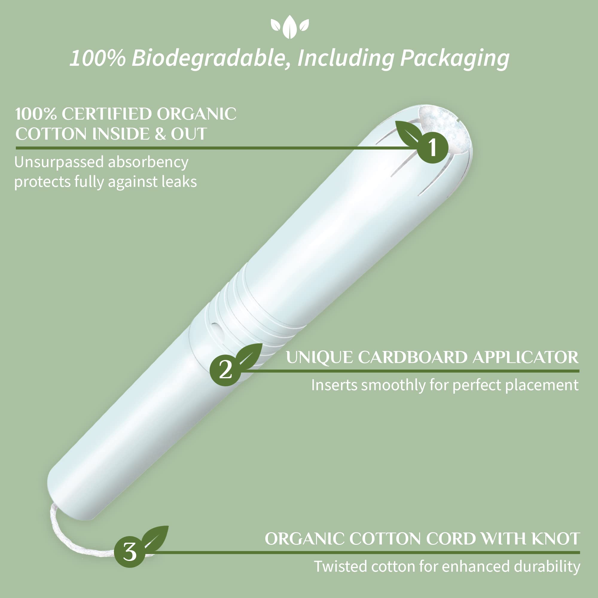 Organyc 100% Certified Organic Cotton Tampons - Cardboard Applicator, Free from Chlorine, Perfumes, Rayon, and Chemicals - Super