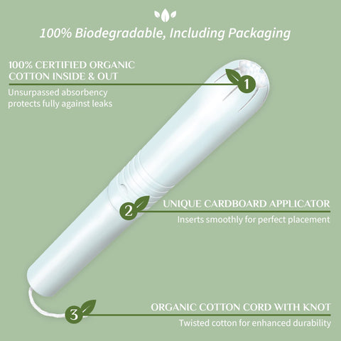 Organyc 100% Certified Organic Cotton Tampons, Cardboard Applicator, Free from Chlorine, Perfumes, Rayon and Chemicals, Regular,