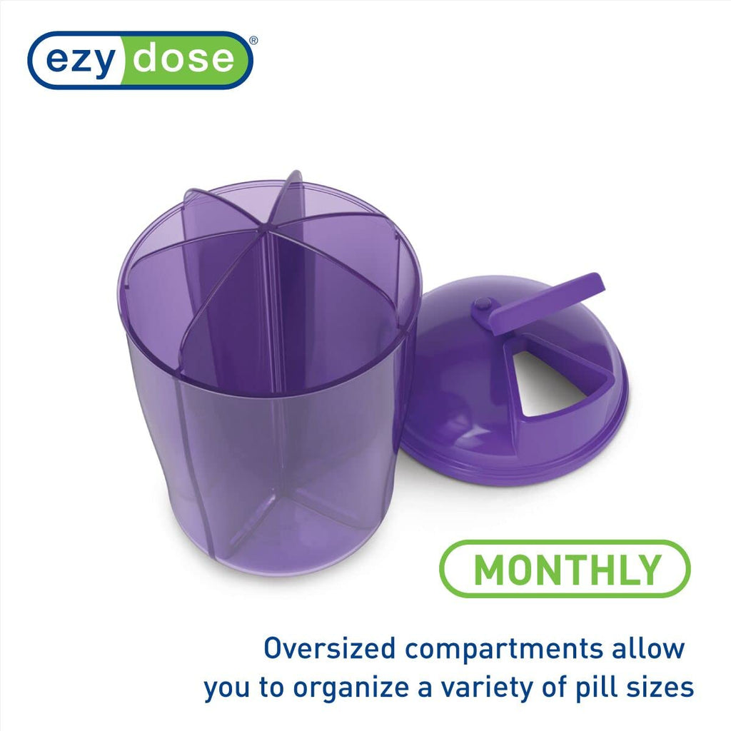 EZY DOSE Vitamin Organizer, 6 Large Compartments, 30-Day Vitamin and Medicine Storage, Keep Vitamins and Meds in Check, Easy to