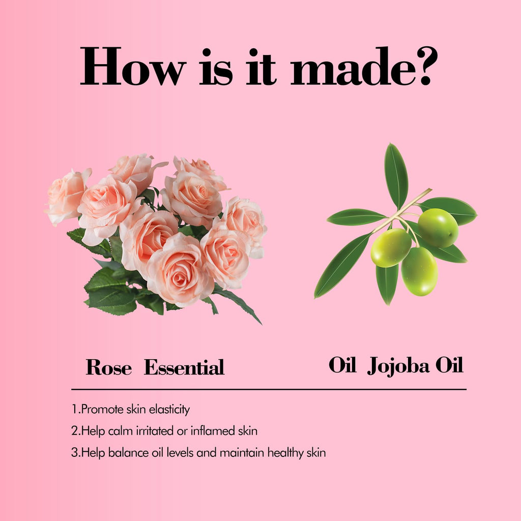 Rose Essential Oil Roll On, Mumianhua Diluted Rose Oil Touch Essential Oil, Aromatherapy Roller Oil for Skin, Body, Hair, Women,