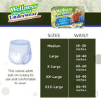 Unique Wellness-Absorbent Underwear (Pull-Ups) Size Medium (19-30 Waist) 64 Count