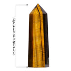 Runyangshi Tiger's eye Natural Healing Crystal Wands Height 2-2.4, 6 Faceted Prism Wand Reiki Chakra Stone, Natural Quartz