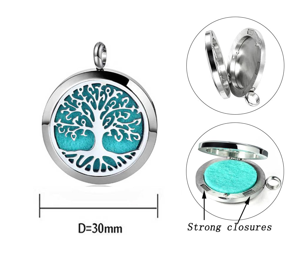 Aromatherapy Essential Oil Diffuser Necklace 316L Stainless Steel Locket Pendant with 24 Inch Chain (Music)