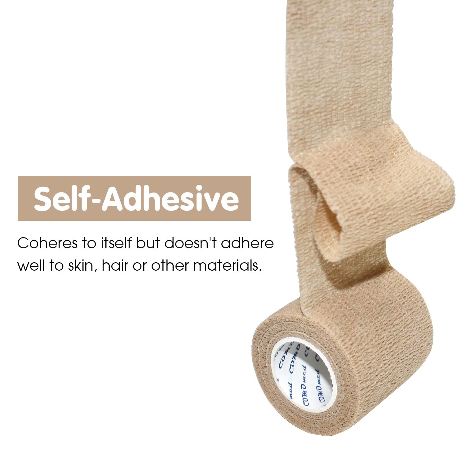 COMOmed Self Adhesive Bandage Tape-Self Adherent Stretch Medical Bandage Wrap Athletic Tape Vet Tape 2Inch 5Yards-6 Count(Skin)