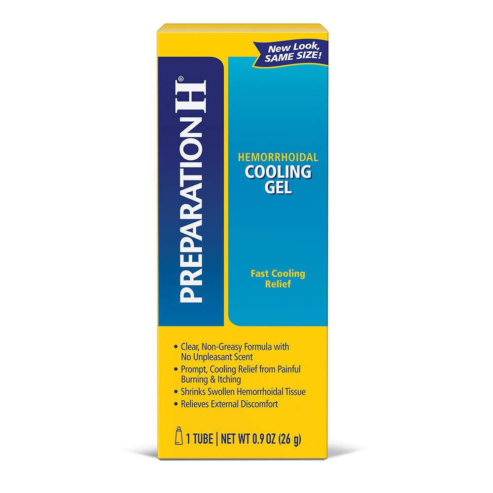 Preparation H (0.9 Ounce, 1 Tube per Box) Hemorrhoid Symptom Treatment Cooling Gel, Fast Discomfort Relief with Vitamin E and Al
