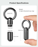 TISUR Tiny Keychain Pill Holder, Titanium Pill Case Waterproof Pill Fob for Travel Purse Pocket,Mini Pill Organizer Black