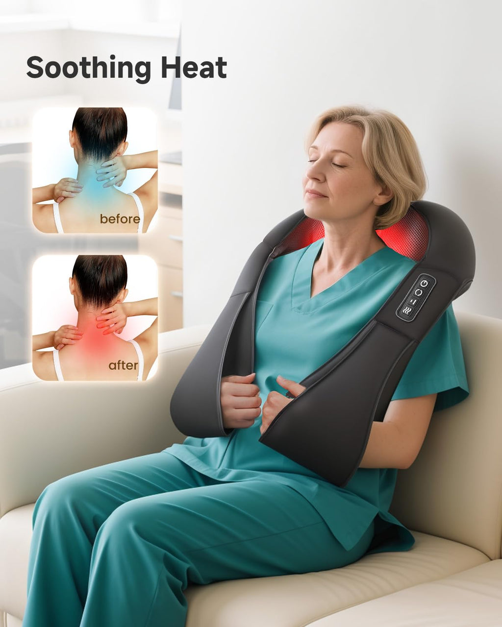 Snailax Shiatsu Neck and Back Massager with Heat, Neck and Shoulder Massager, Deep Kneading Electric Massage Pillow for Shoulder