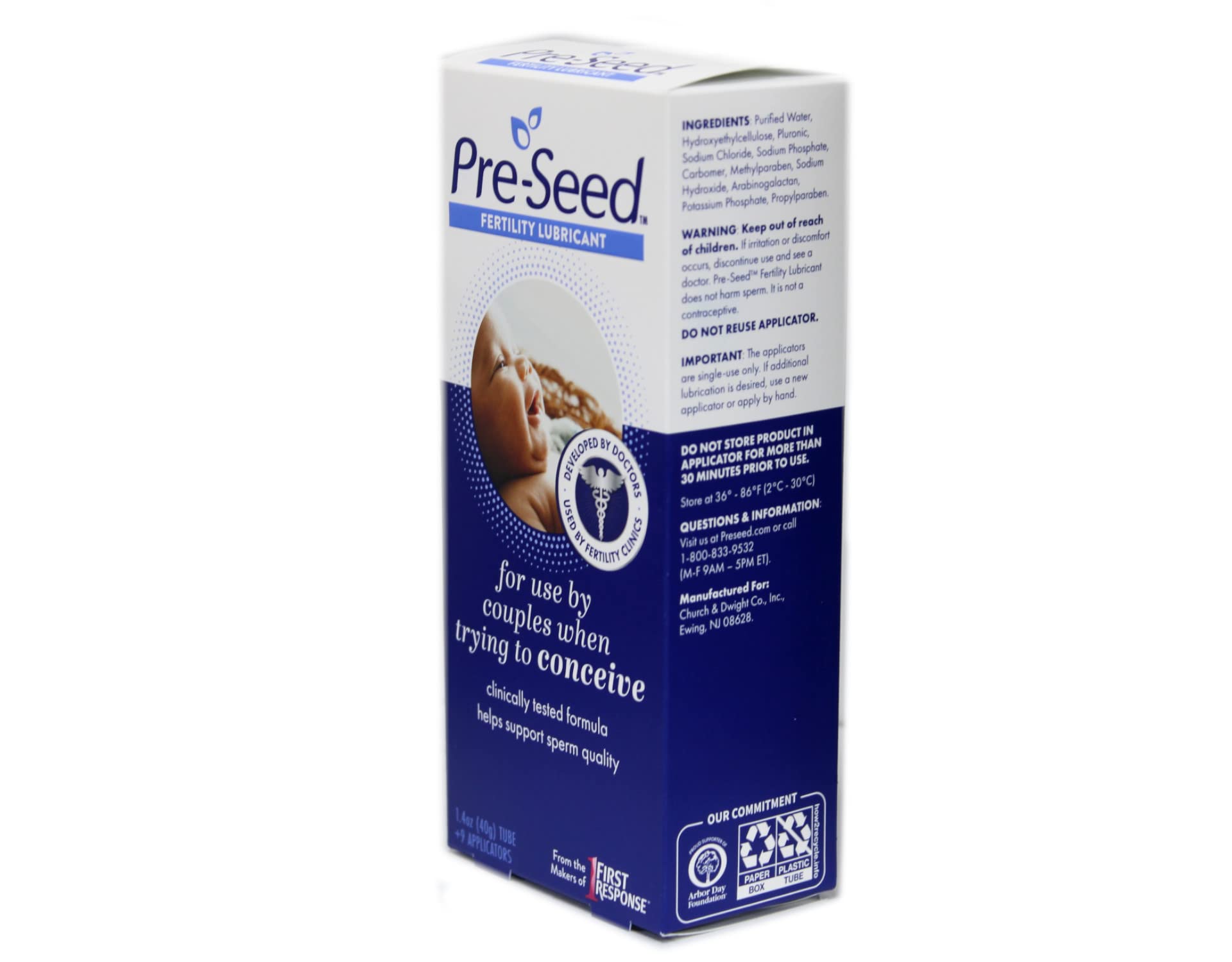 Pre-Seed Lubricant Multi-use, 40-gram tube with 9 applicators (Pack of 2)