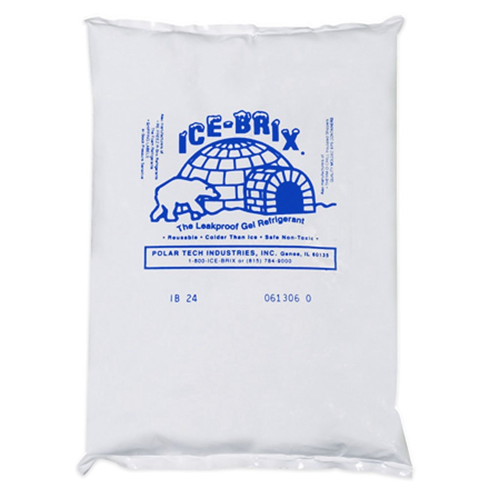 Ice-Brix Leakproof Cold Packs, 8 x 6 x 1-1/4, Reusable and Food Safe (Case of 12)