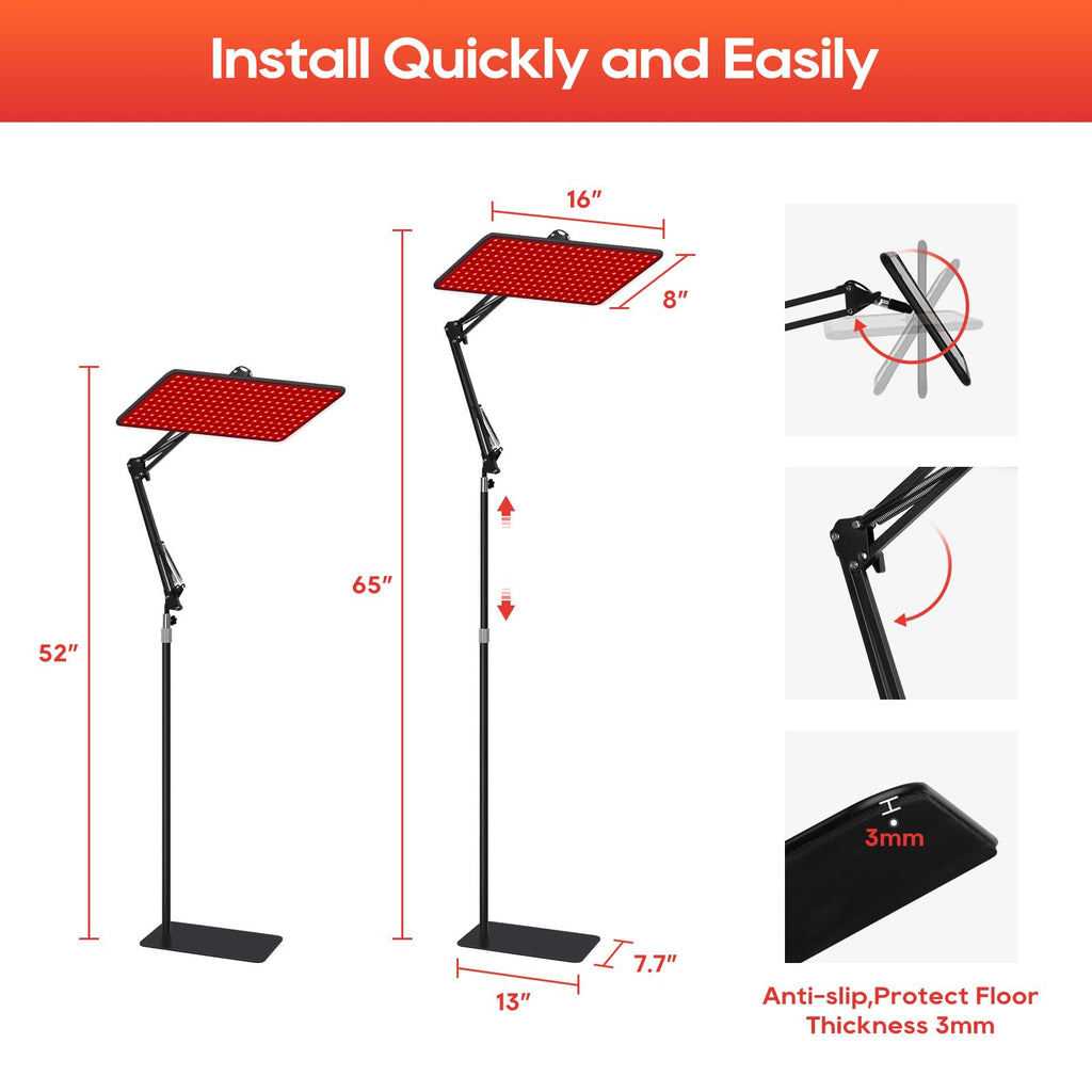 BEICHEN Red Light Therapy for Body and Face, 660nm 850nm 940nm Infrared Redlight-Therapy Lamp Device with Large Panel and Stable