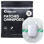Adamson Omnipod 5 Overpatches - 10 Waterproof Omnipod 5 Adhesive Patches, Sweatproof & Skin-Friendly, No Glue on Center, Easy to
