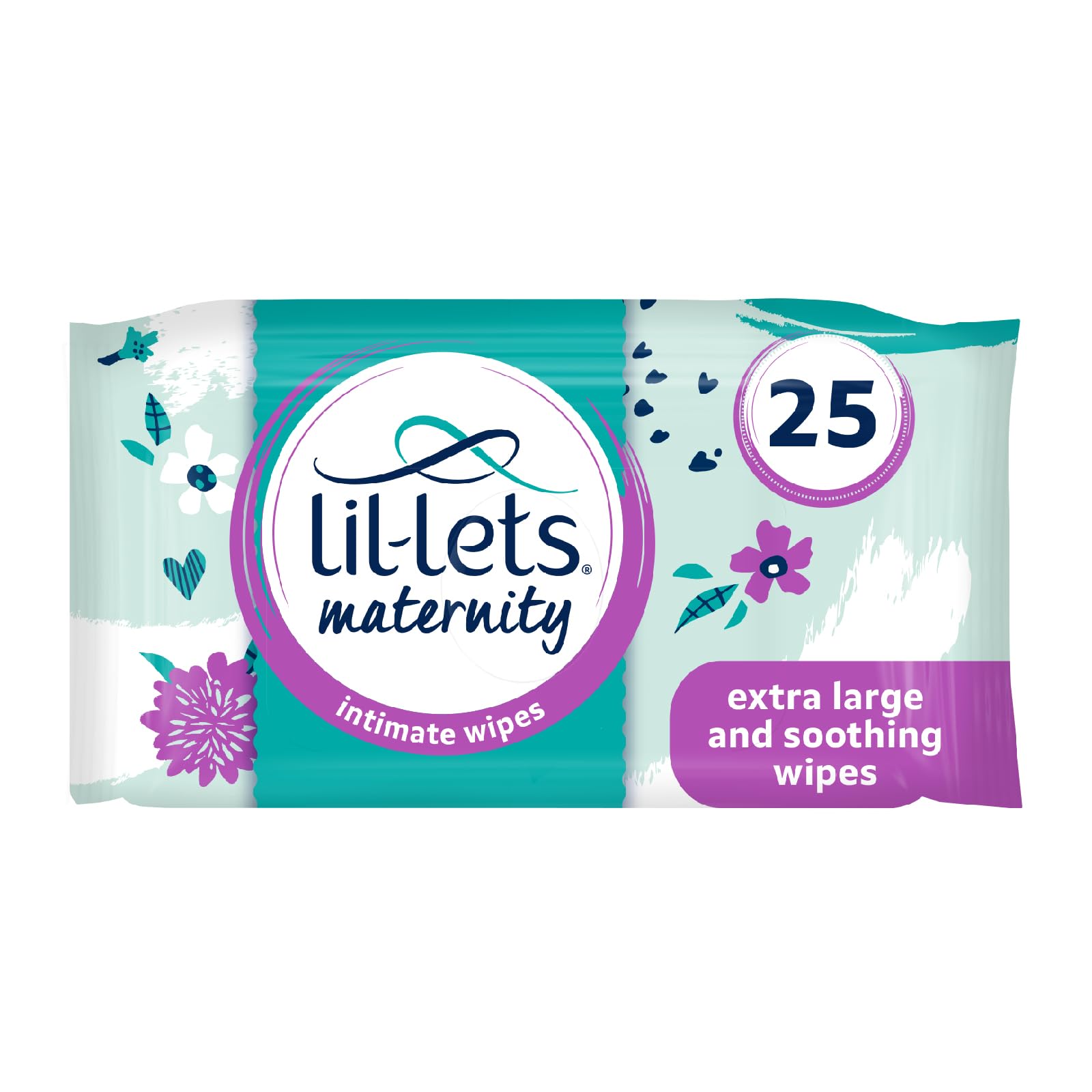 Lil-Lets Maternity Intimate Wipes, 1 Pack of 25 Wipes (25 Count), Extra Large, Biodegradable Wipes, For Pre & Post Birth, Gynaec