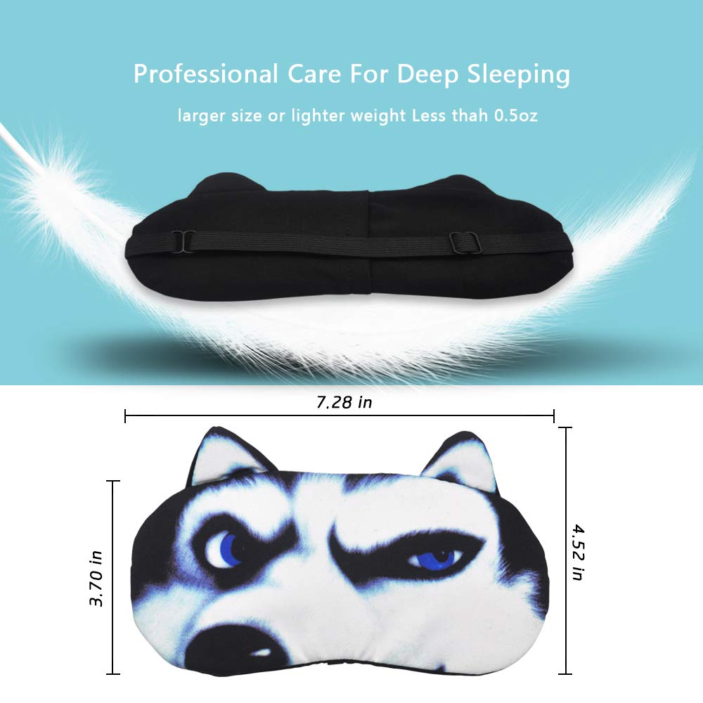 HYCLES 4 Pack Cartoon Animal Cute Sleep Eye Mask with Adjustable Strap Relaxed Sleeping Blackout Cat Dog Eye Cover Eyeshade for