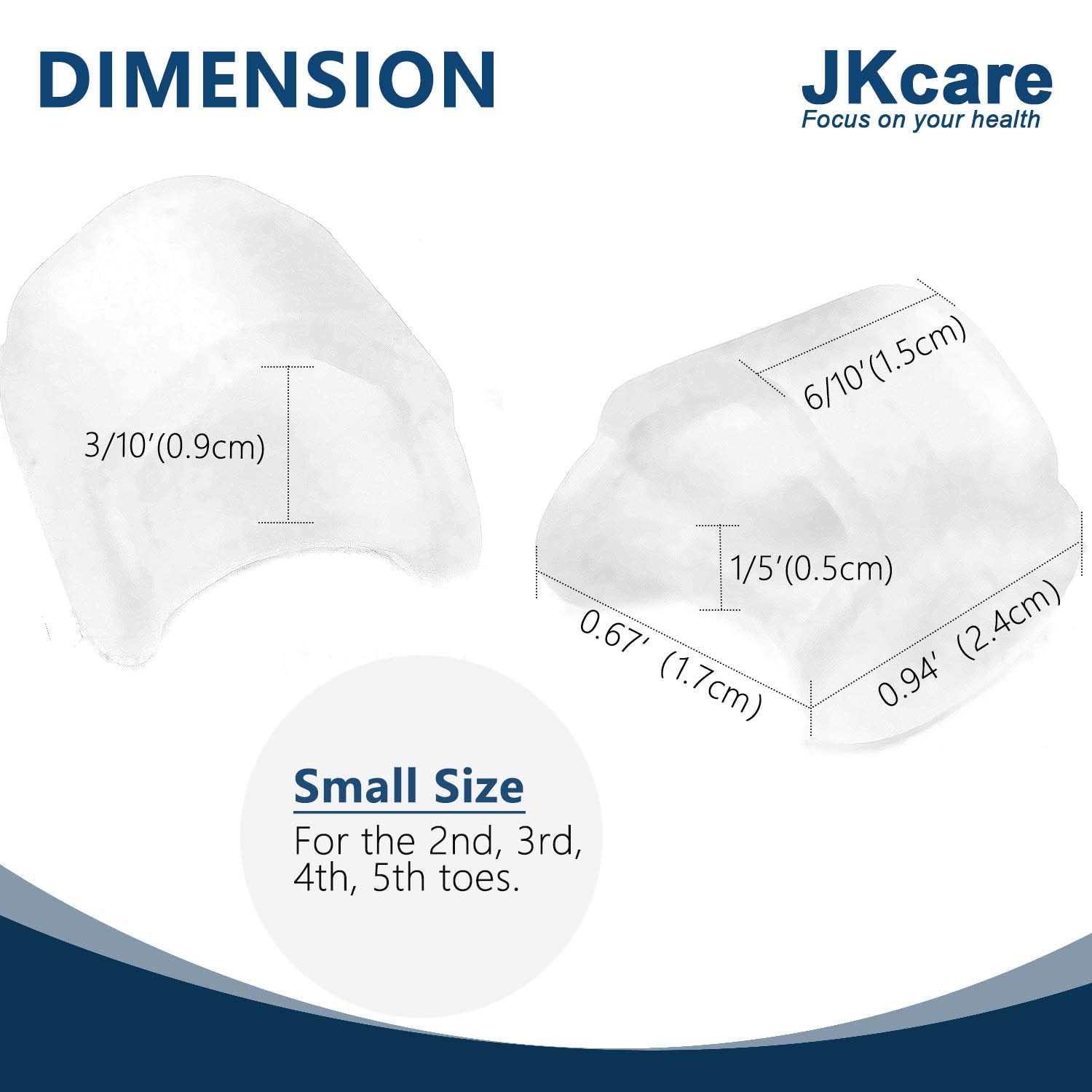 JKcare Pinky Toe Separators (Single Loop), Little Toe Spacers & Protectors for Overlapping Toe, Bunionette, Corn and Blister -10