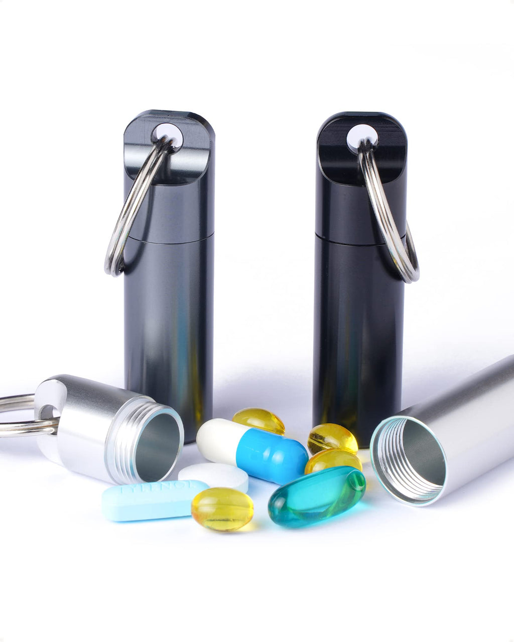 Piffny Waterproof Portable Keychain Pill Holder Medicine Fob with Key Ring for Travel, Camping Trips, and Everyday Assurance - 3
