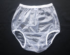 Haian Adult Incontinence Pull-on Plastic Pants PVC Pants 3 Pack (Small, Transparent White)