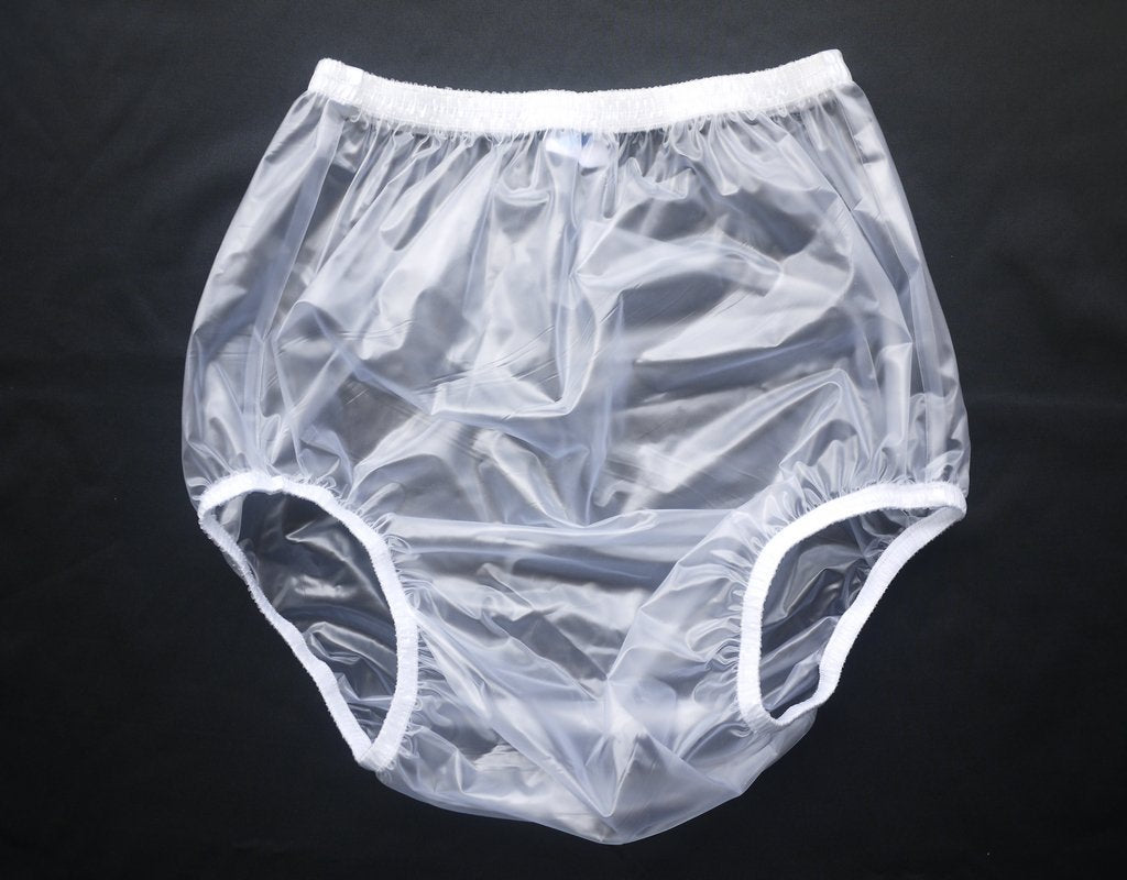 Haian Adult Incontinence Pull-on Plastic Pants PVC Pants 3 Pack (Small, Transparent White)