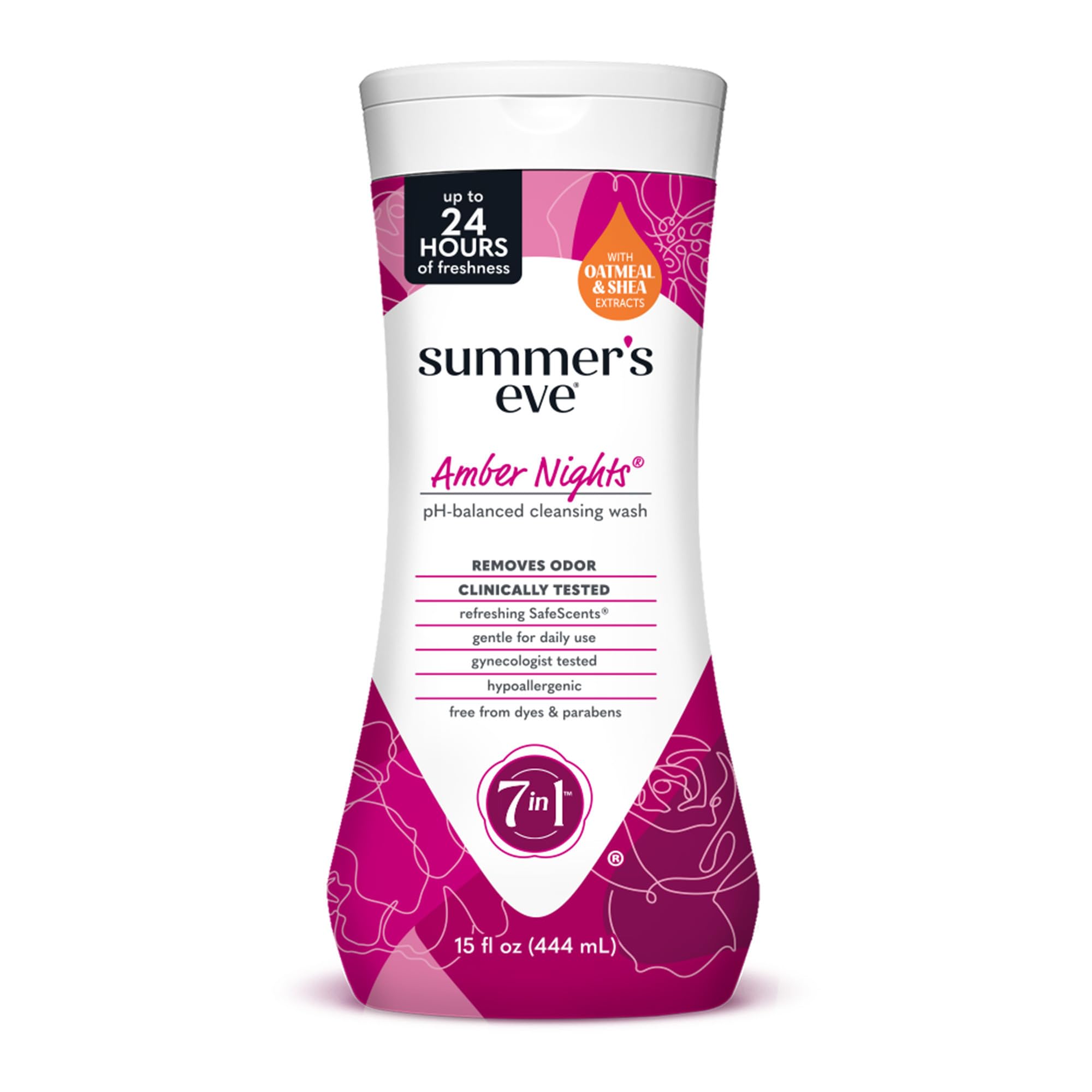 Summer's Eve Amber Nights with Oat and Shea Extracts, Daily Refreshing Feminine Wash, Removes Odor, pH balanced, 15 fl oz